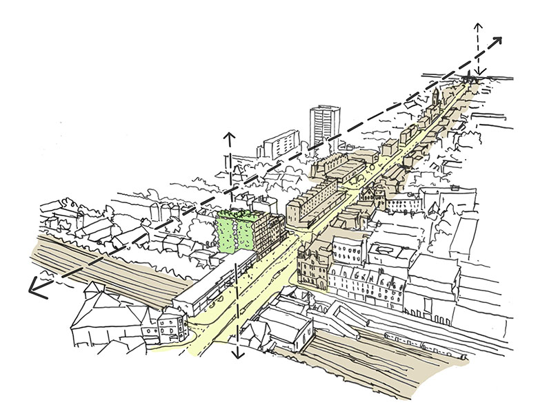 Kilburn High Road Design Concept - sketch showing the urban context