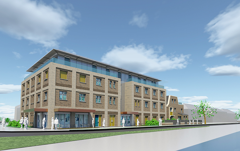 Community Healthcare Centre in Enfield North London with residential townhouses
