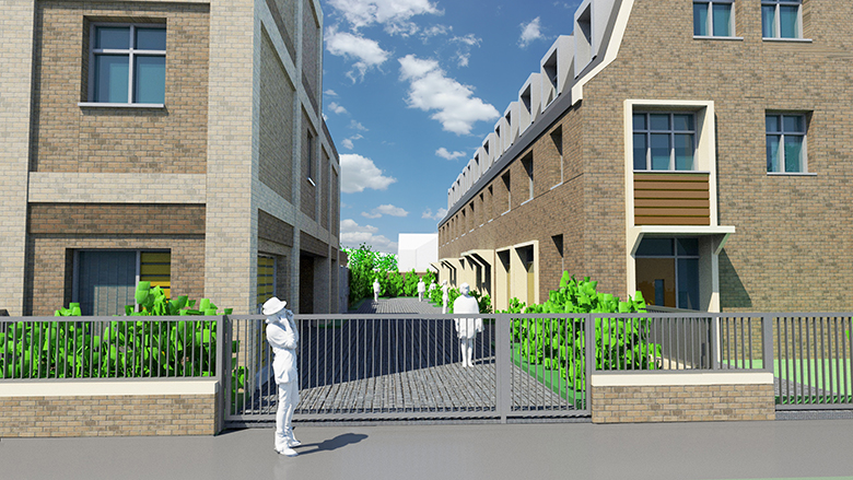 Mews townhouses with their own secure street entrance